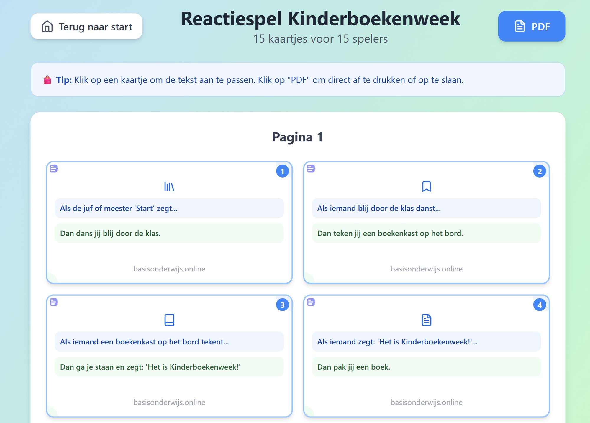 Reactiespel Kinderboekenweek
