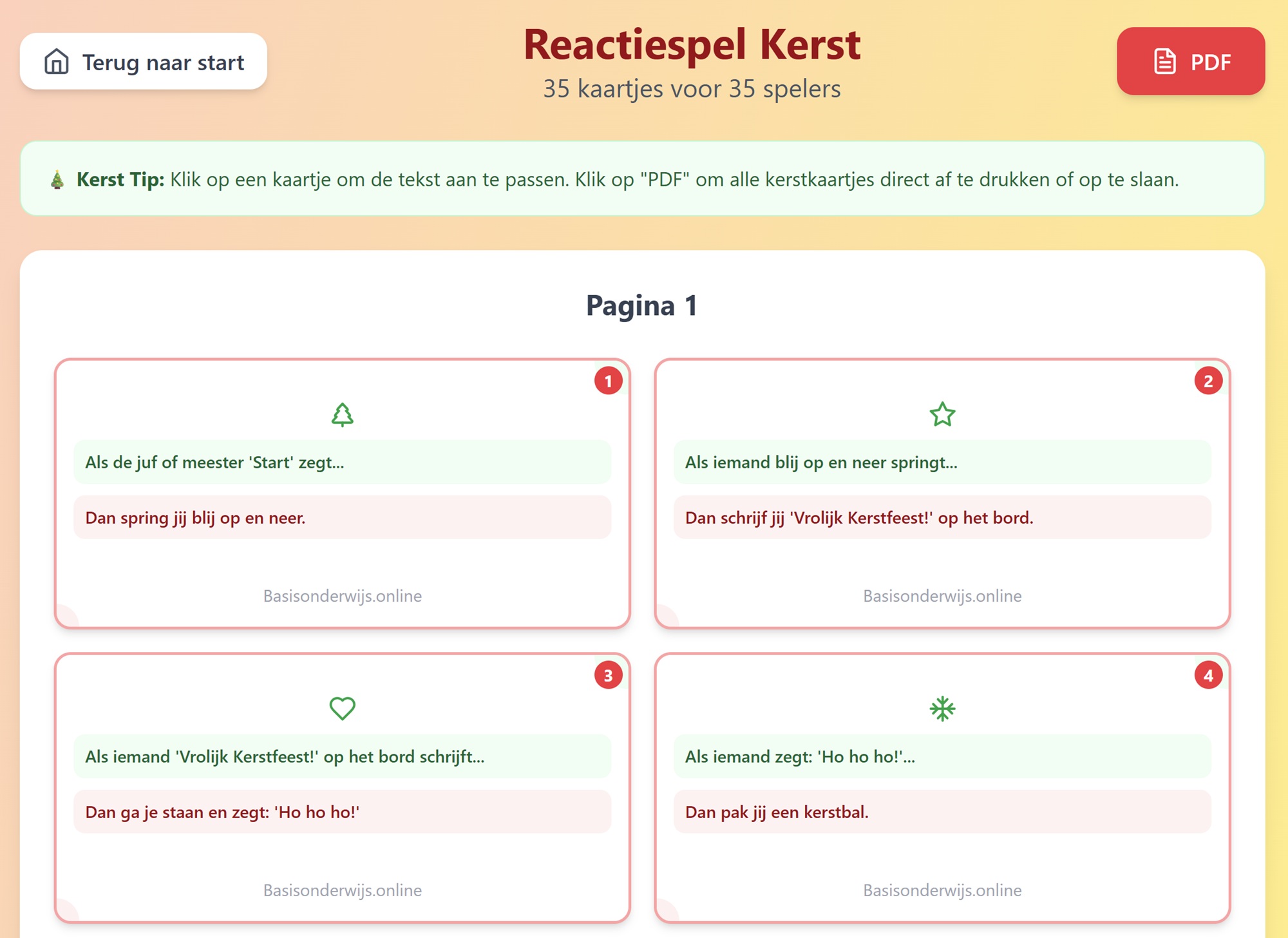 Reactiespel Kerst