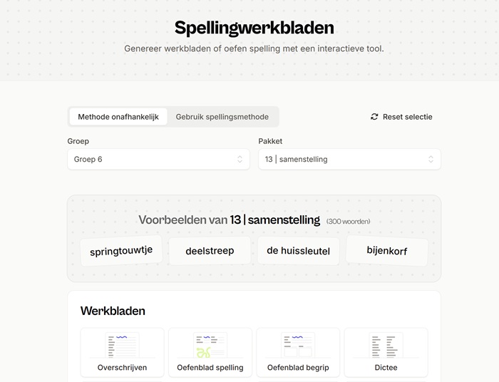 Werkblad spelling