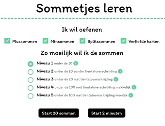 Sommen oefenen (sommetjesleren.nl)